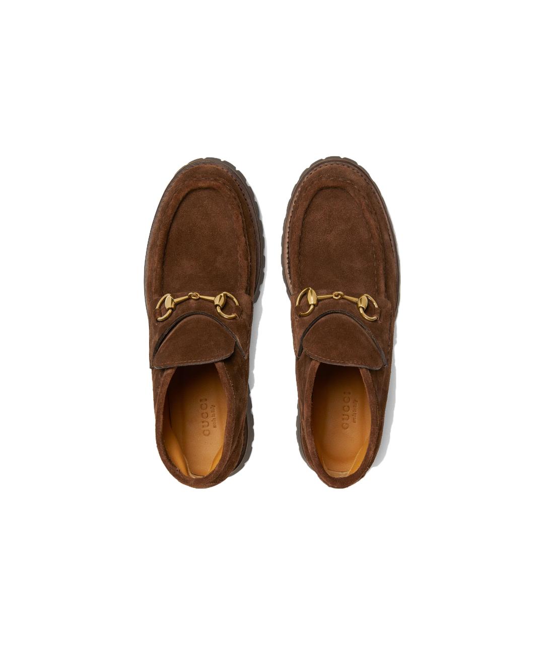 GUCCI Коричневые замшевые лоферы, фото 4