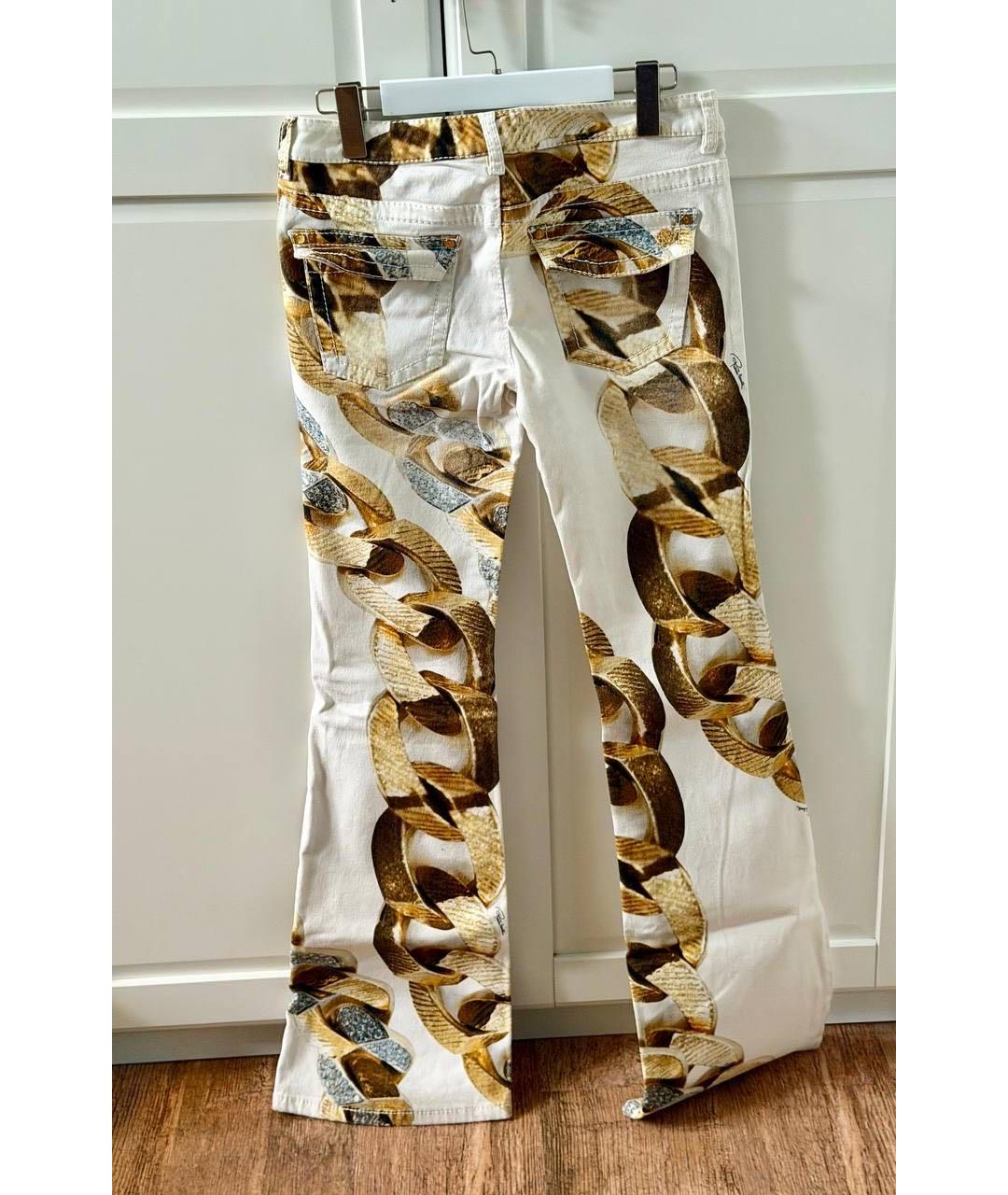 ROBERTO CAVALLI Бежевые хлопковые джинсы клеш, фото 4