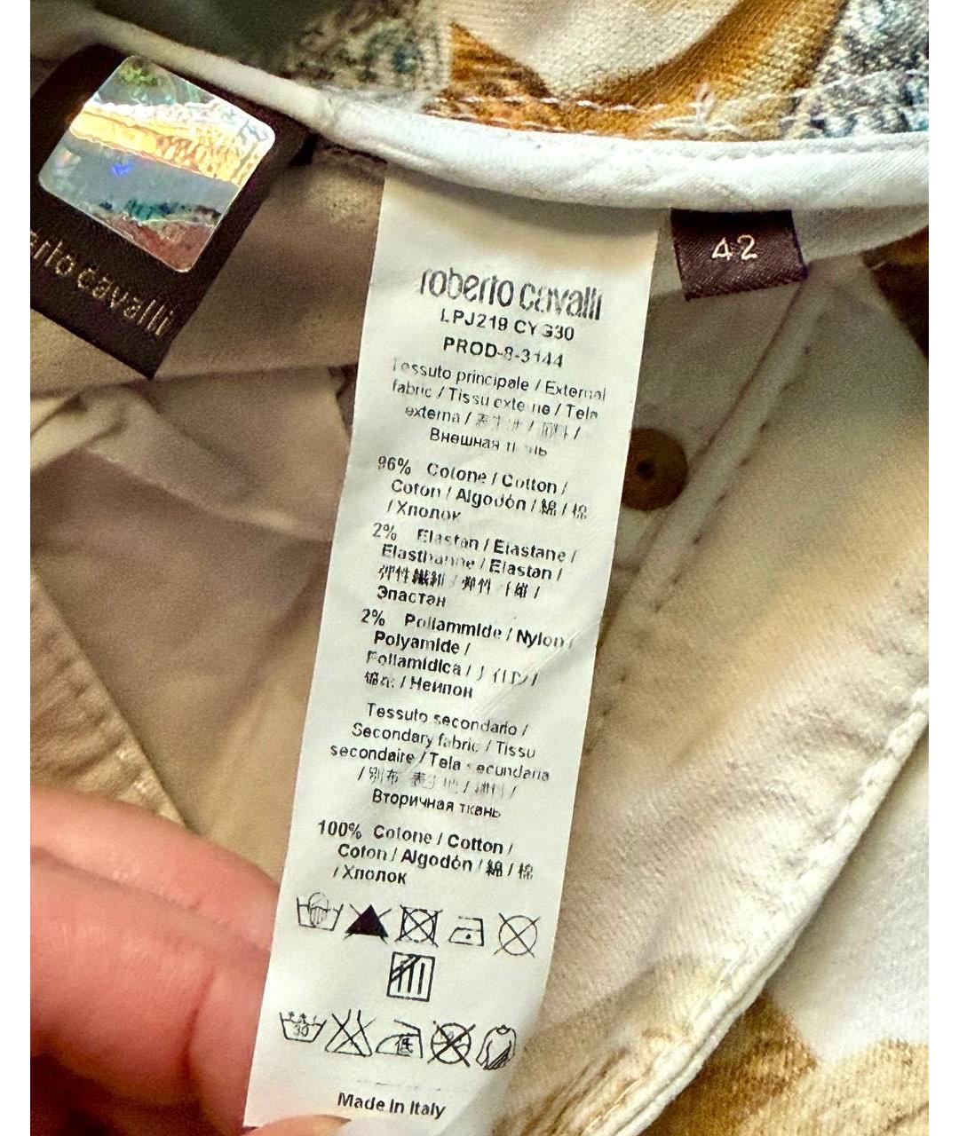 ROBERTO CAVALLI Бежевые хлопковые джинсы клеш, фото 2