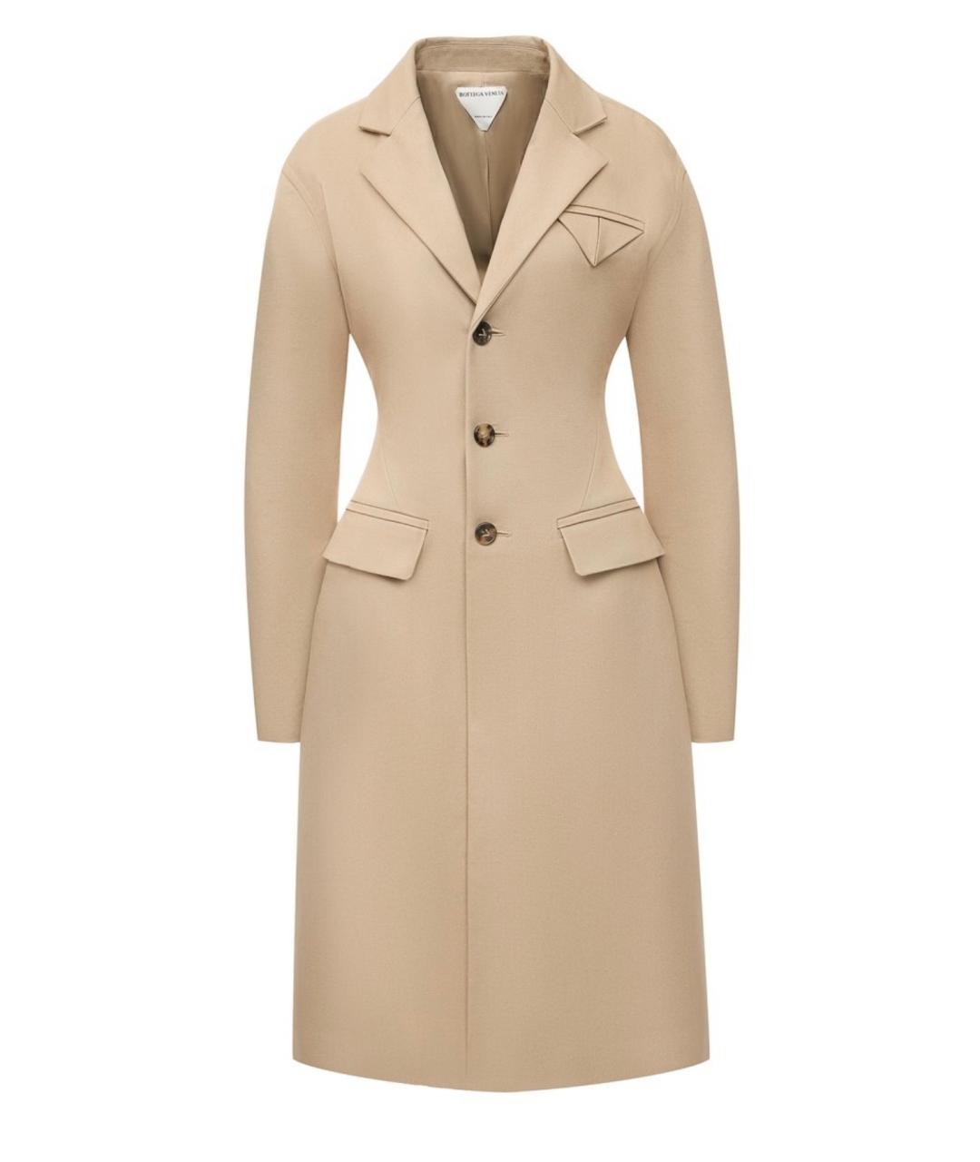 BOTTEGA VENETA Бежевое хлопковое пальто, фото 4