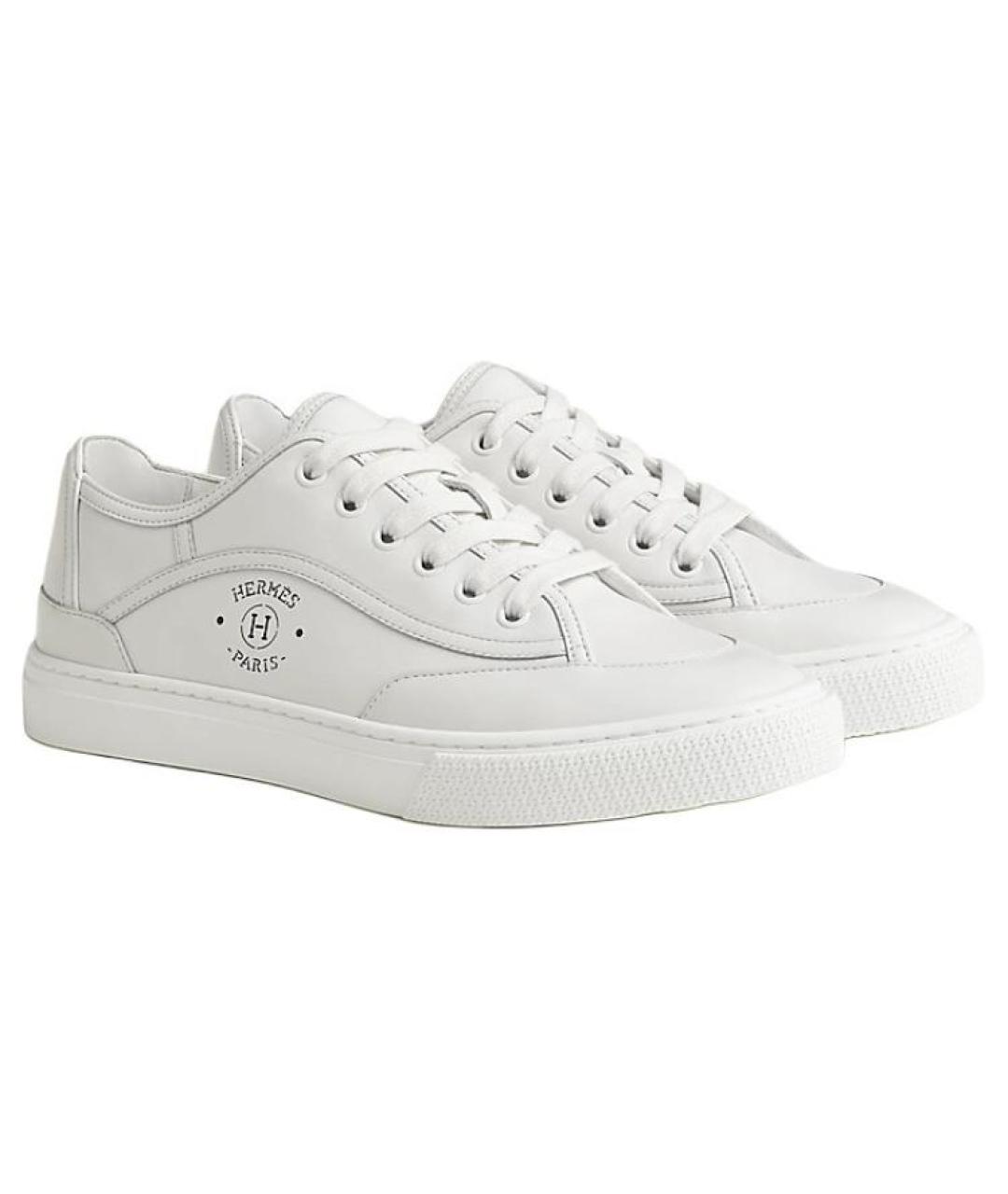 HERMES Белые кожаные кроссовки, фото 3