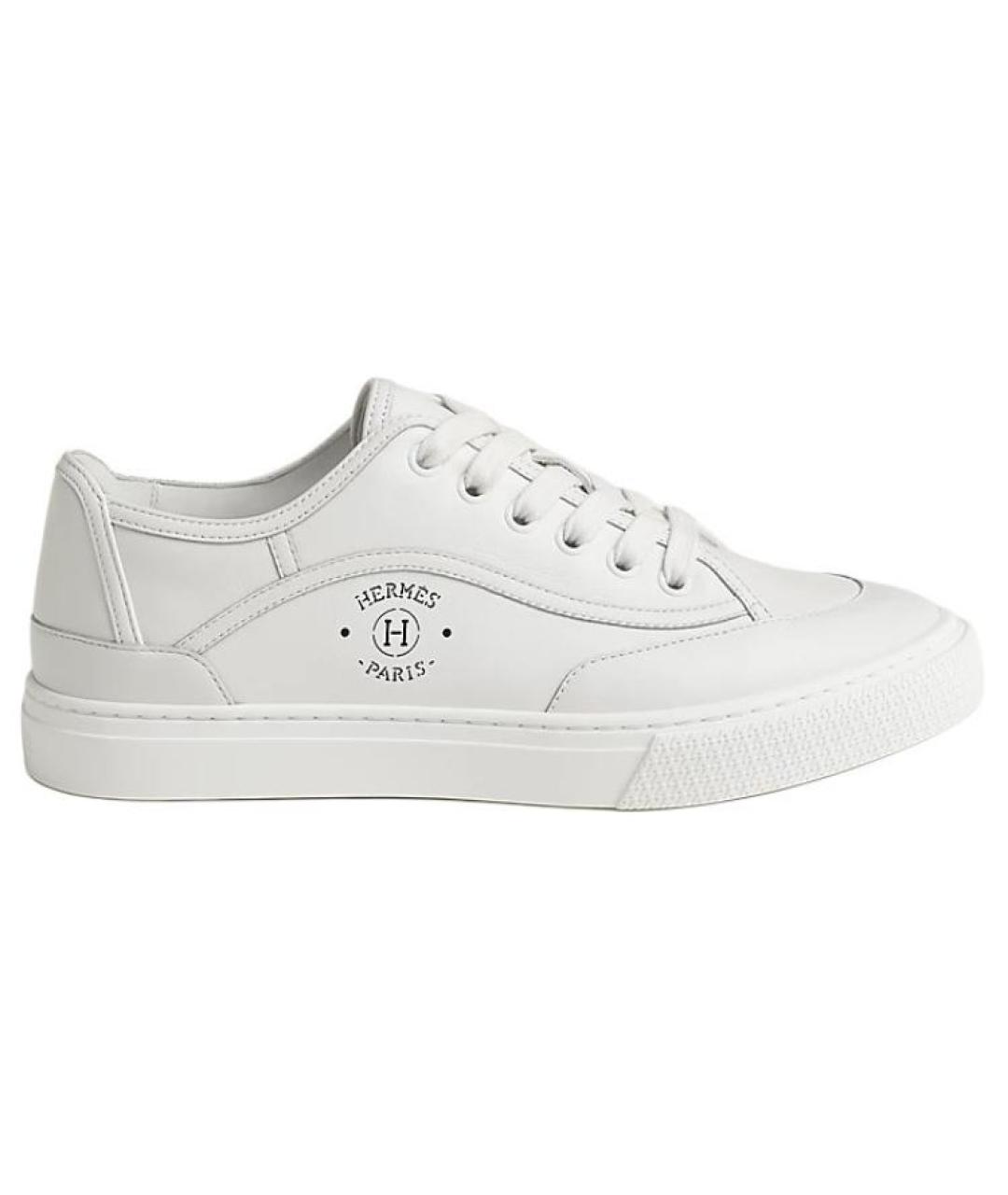 HERMES Белые кожаные кроссовки, фото 1