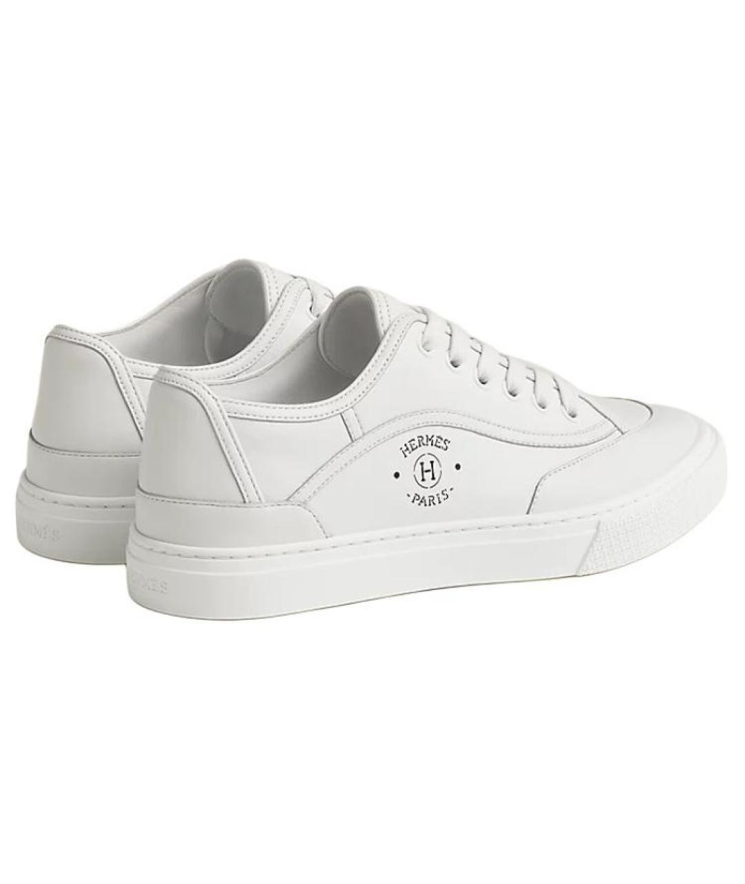 HERMES Белые кожаные кроссовки, фото 4