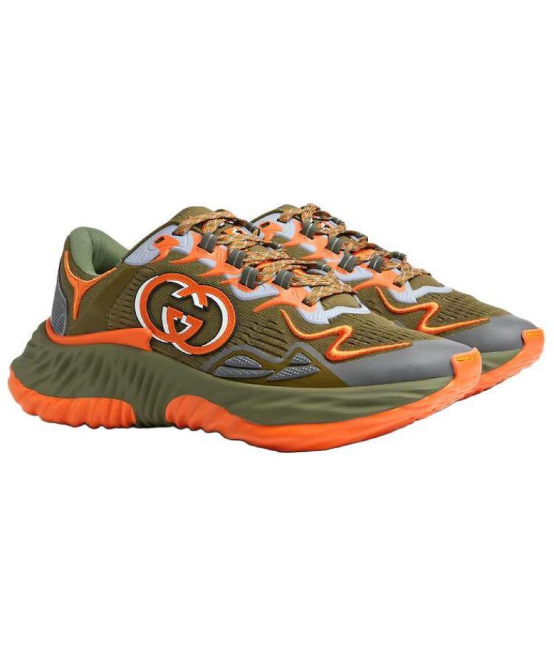 GUCCI Зеленые синтетические низкие кроссовки / кеды, фото 3