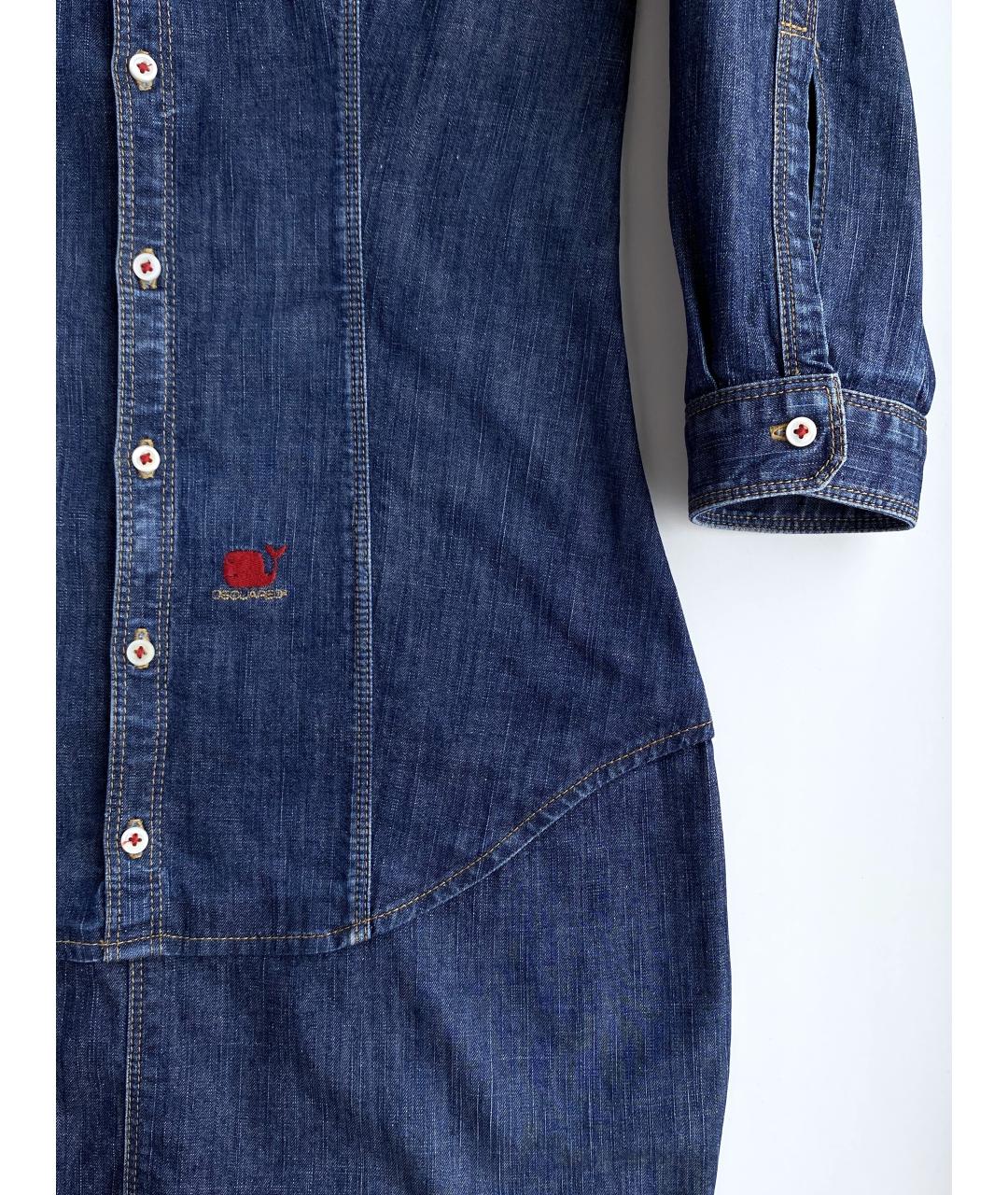 DSQUARED2 Темно-синее деним повседневное платье, фото 6