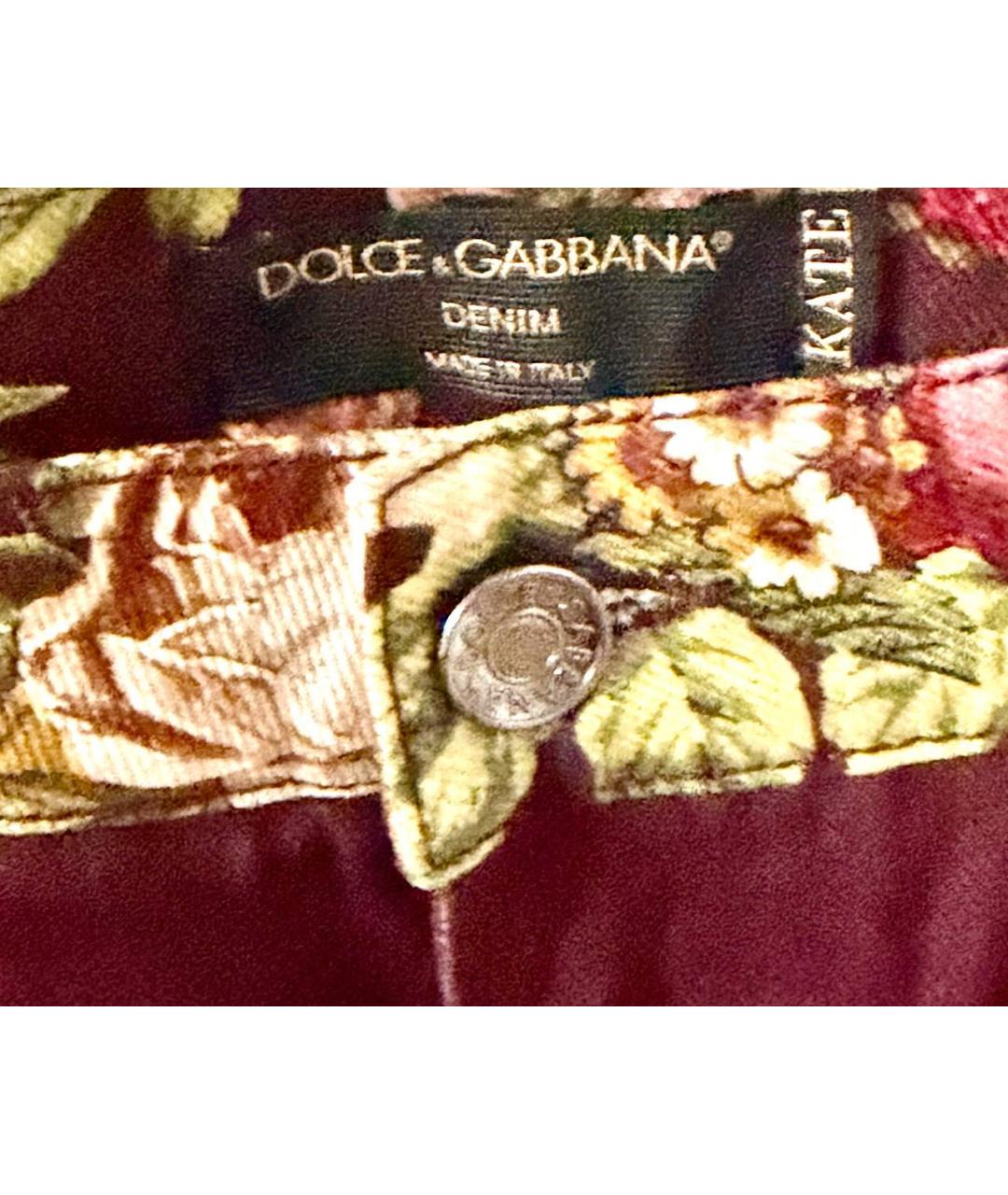 DOLCE&GABBANA Бордовые хлопковые джинсы слим, фото 2