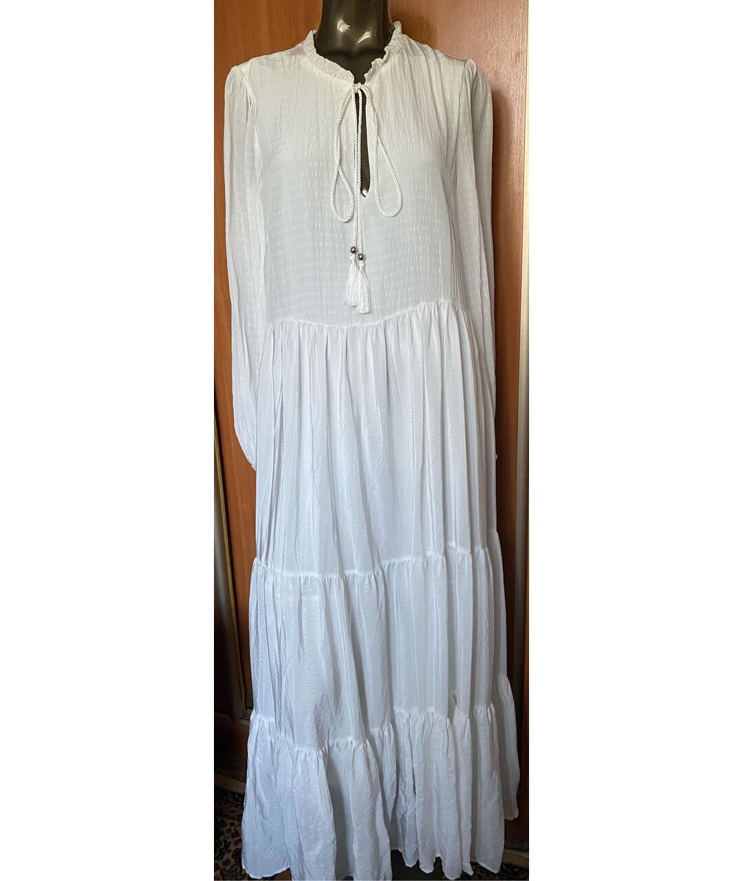 TWIN-SET Белое ацетатное повседневное платье, фото 8