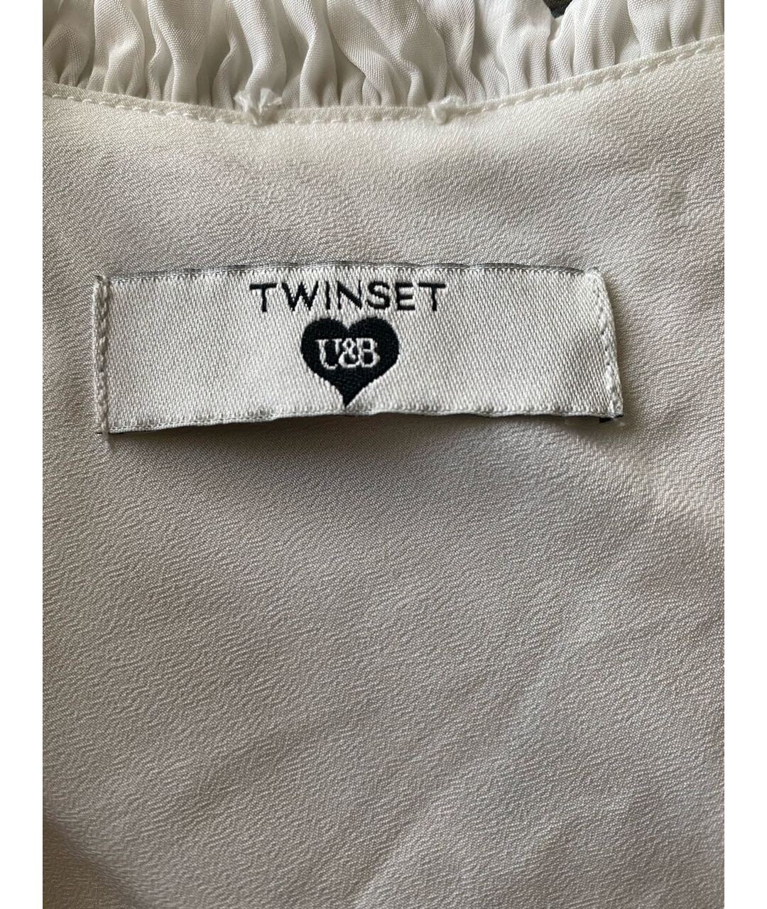TWIN-SET Белое ацетатное повседневное платье, фото 3