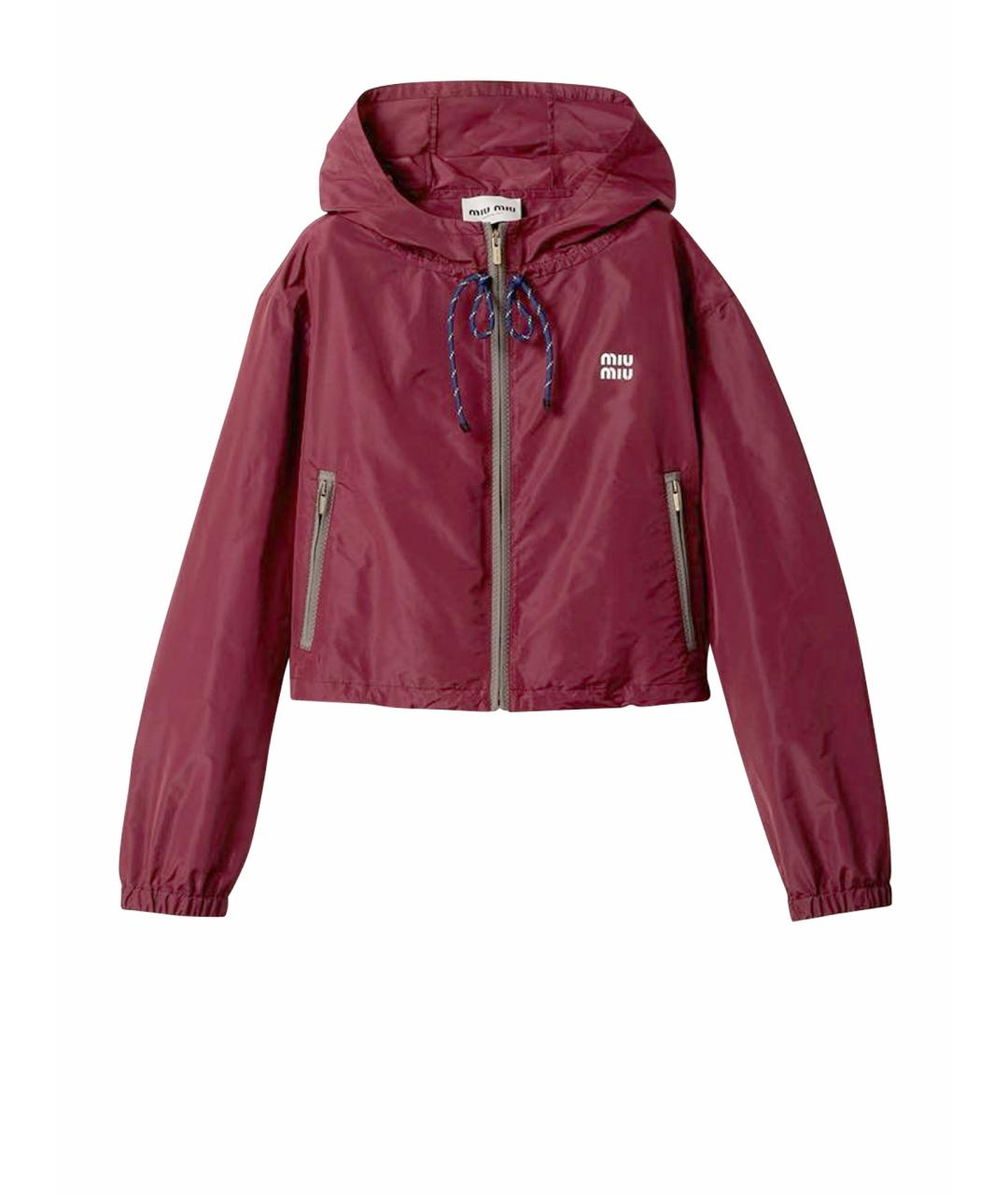 MIU MIU Бордовая полиэстеровая куртка, фото 6