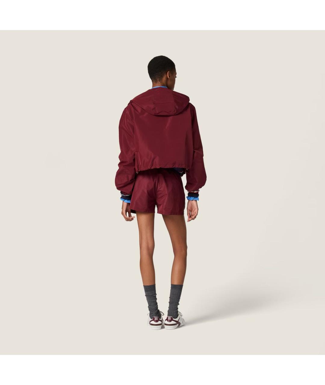 MIU MIU Бордовые полиэстеровые шорты, фото 3