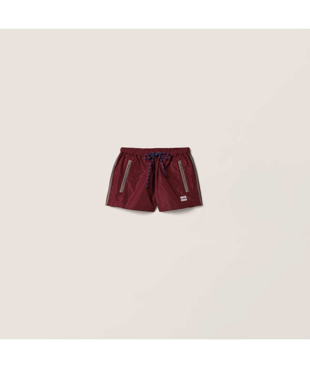 MIU MIU Бордовые полиэстеровые шорты, фото 4