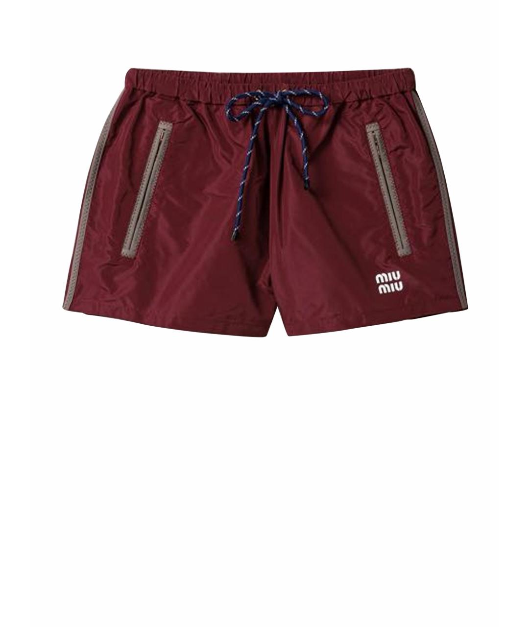 MIU MIU Бордовые полиэстеровые шорты, фото 1