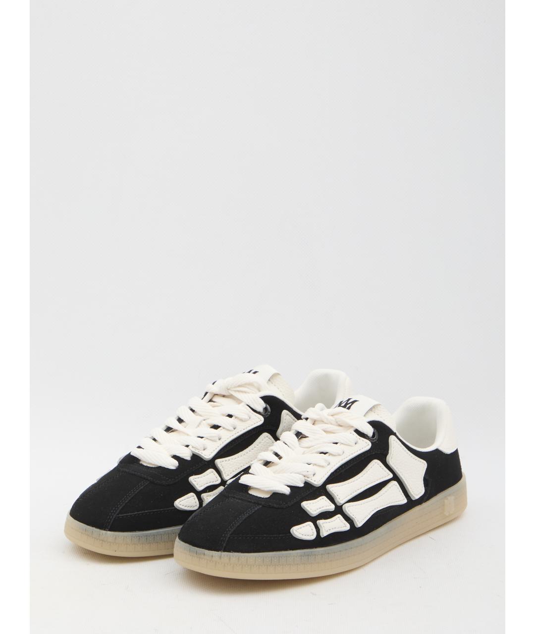 AMIRI Черные кожаные низкие кроссовки / кеды, фото 2