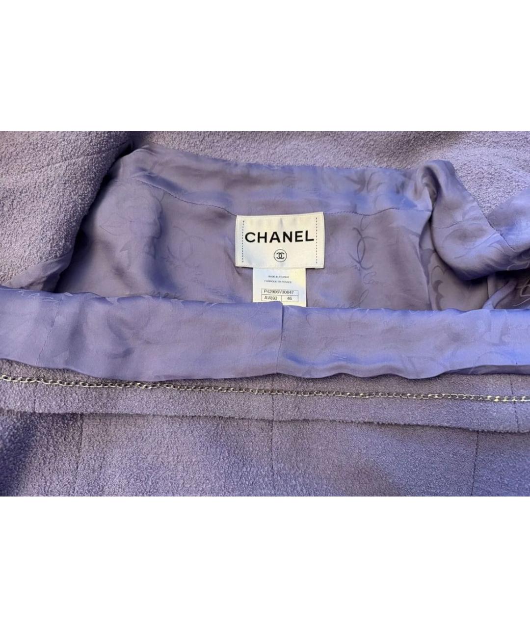 CHANEL Фиолетовый шерстяной жакет/пиджак, фото 4