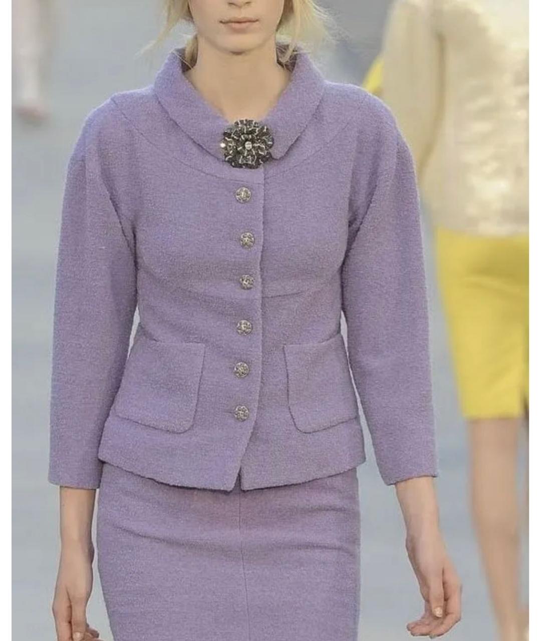 CHANEL Фиолетовый шерстяной жакет/пиджак, фото 5