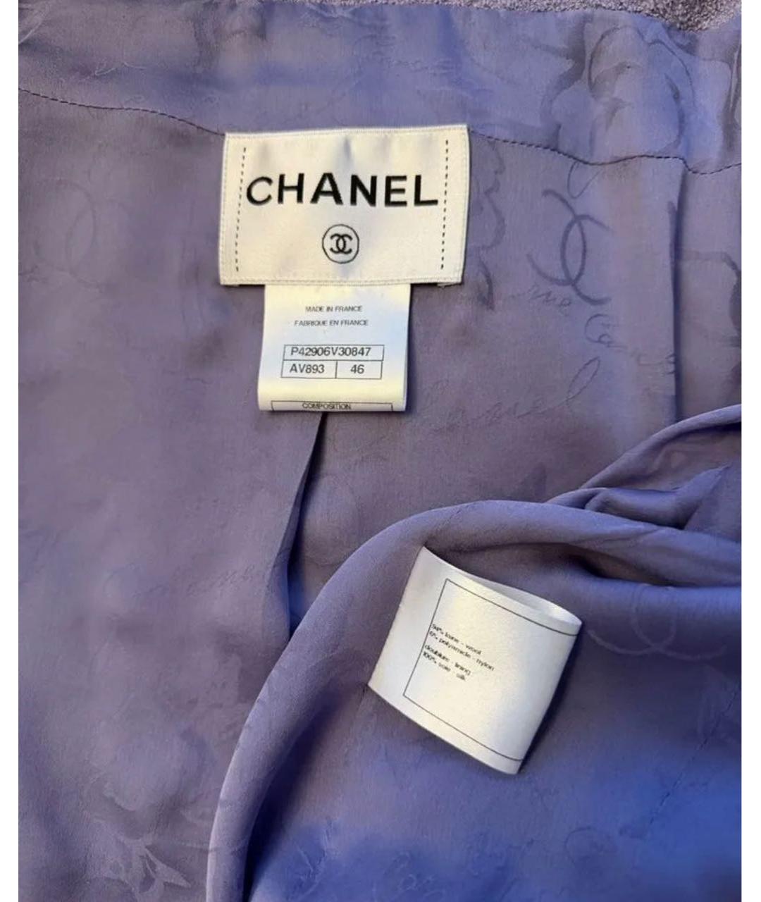 CHANEL Фиолетовый шерстяной жакет/пиджак, фото 3