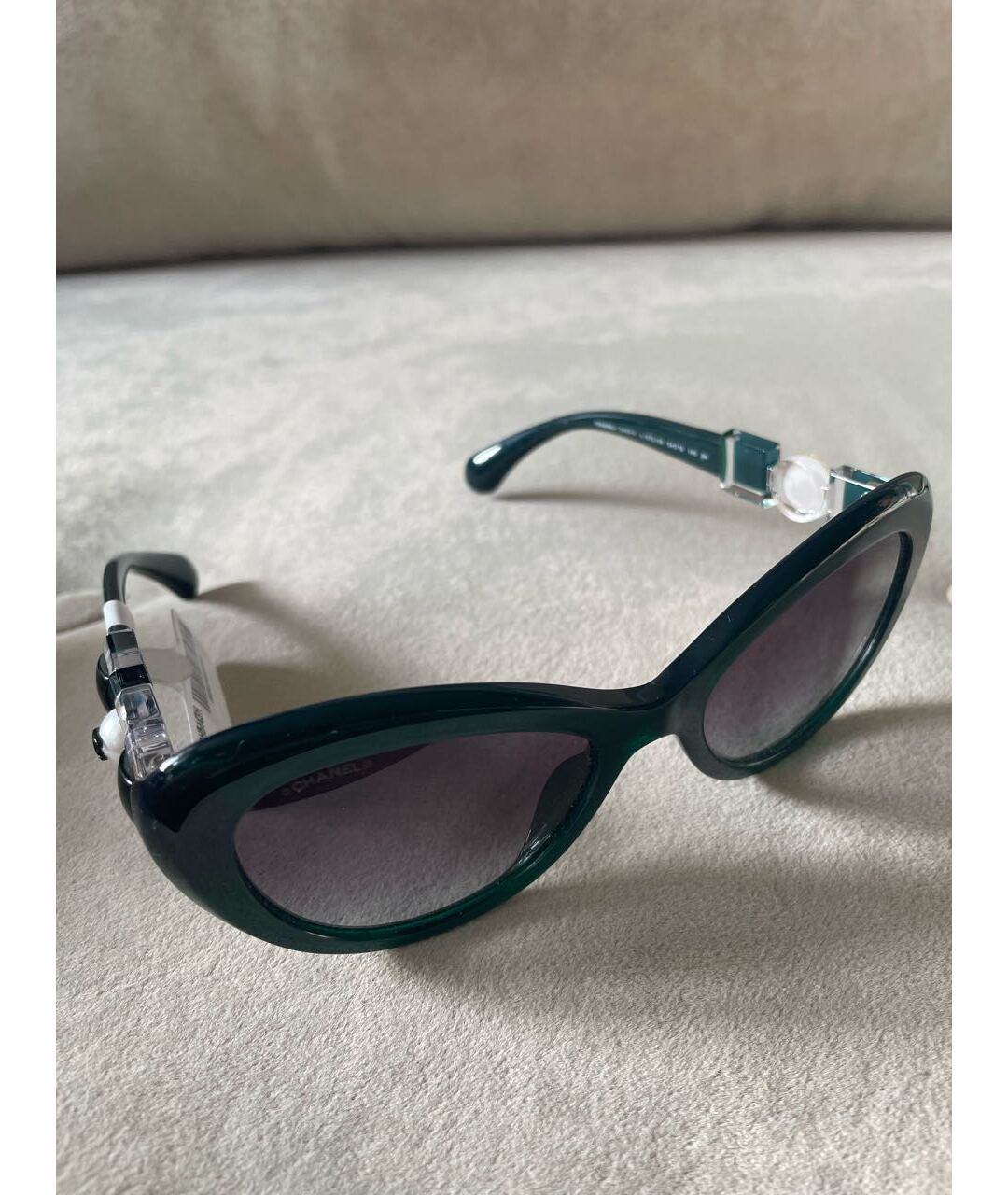 CHANEL PRE-OWNED Зеленые пластиковые солнцезащитные очки, фото 4