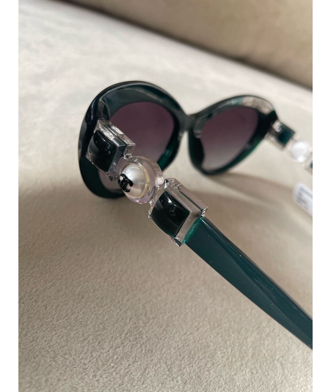 CHANEL PRE-OWNED Зеленые пластиковые солнцезащитные очки, фото 6