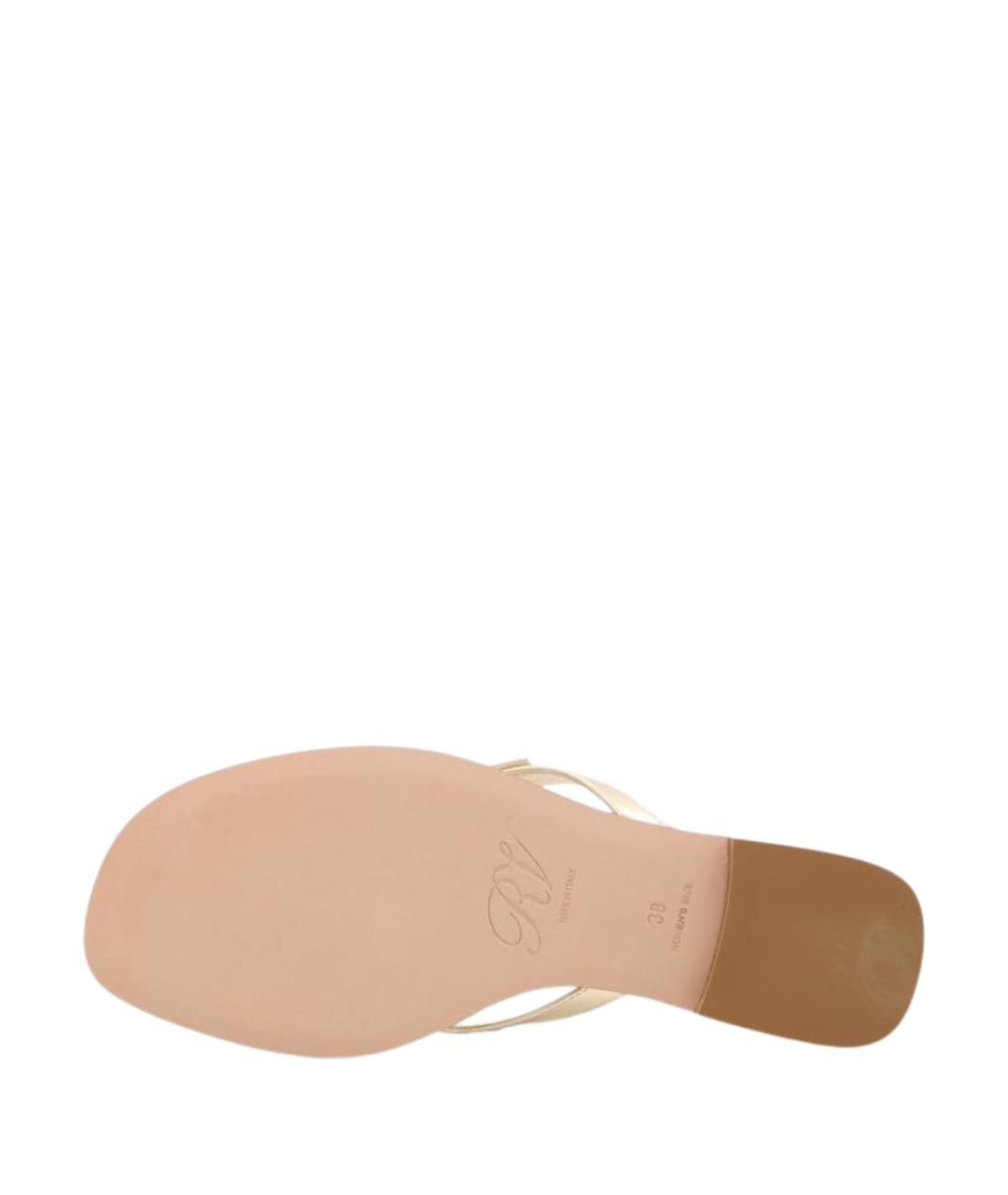 ROGER VIVIER Золотые кожаные шлепанцы, фото 4