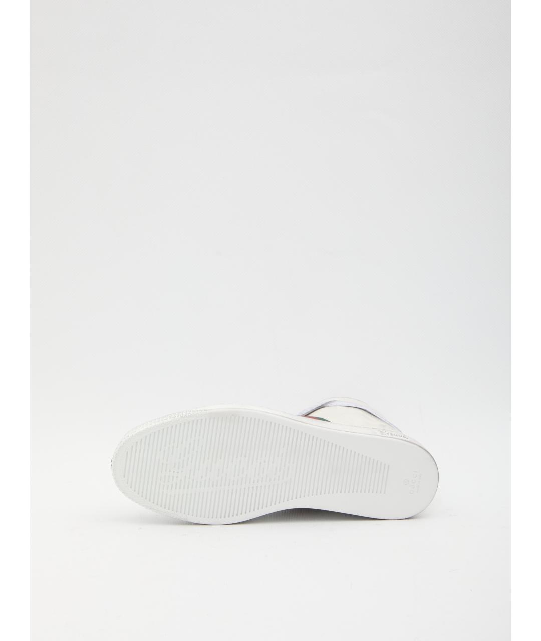 GUCCI Белые кожаные высокие кроссовки / кеды, фото 4