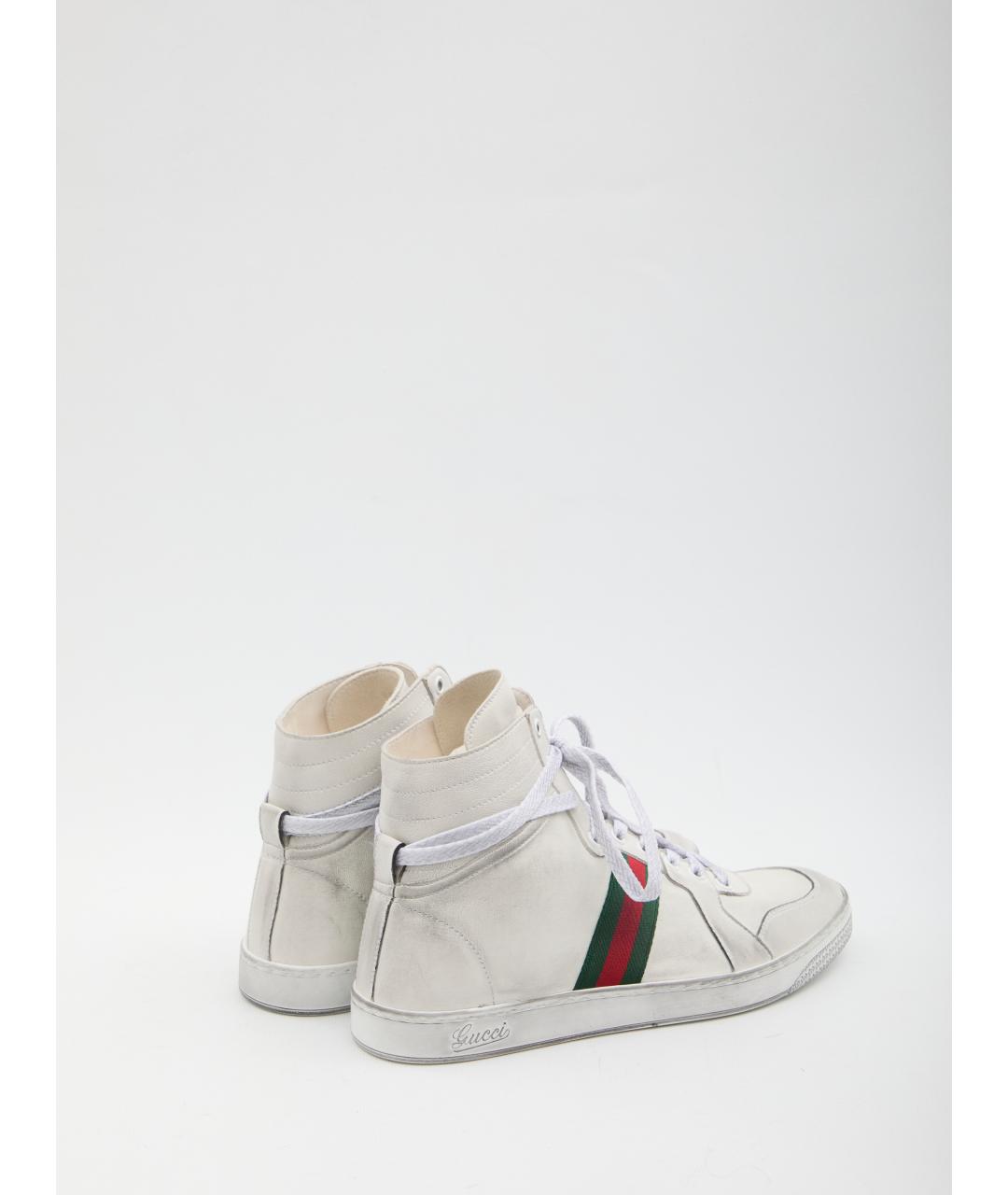 GUCCI Белые кожаные высокие кроссовки / кеды, фото 3