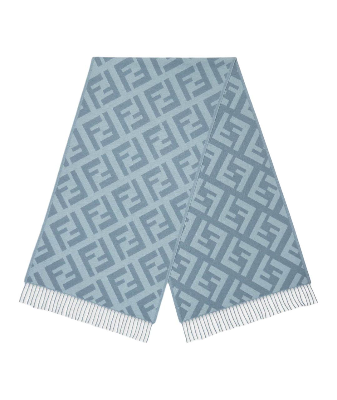 FENDI Синий шерстяной шарф, фото 1
