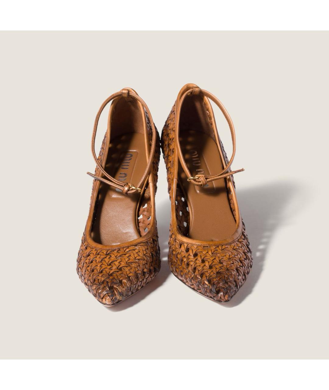 MIU MIU Коричневые кожаные туфли, фото 4