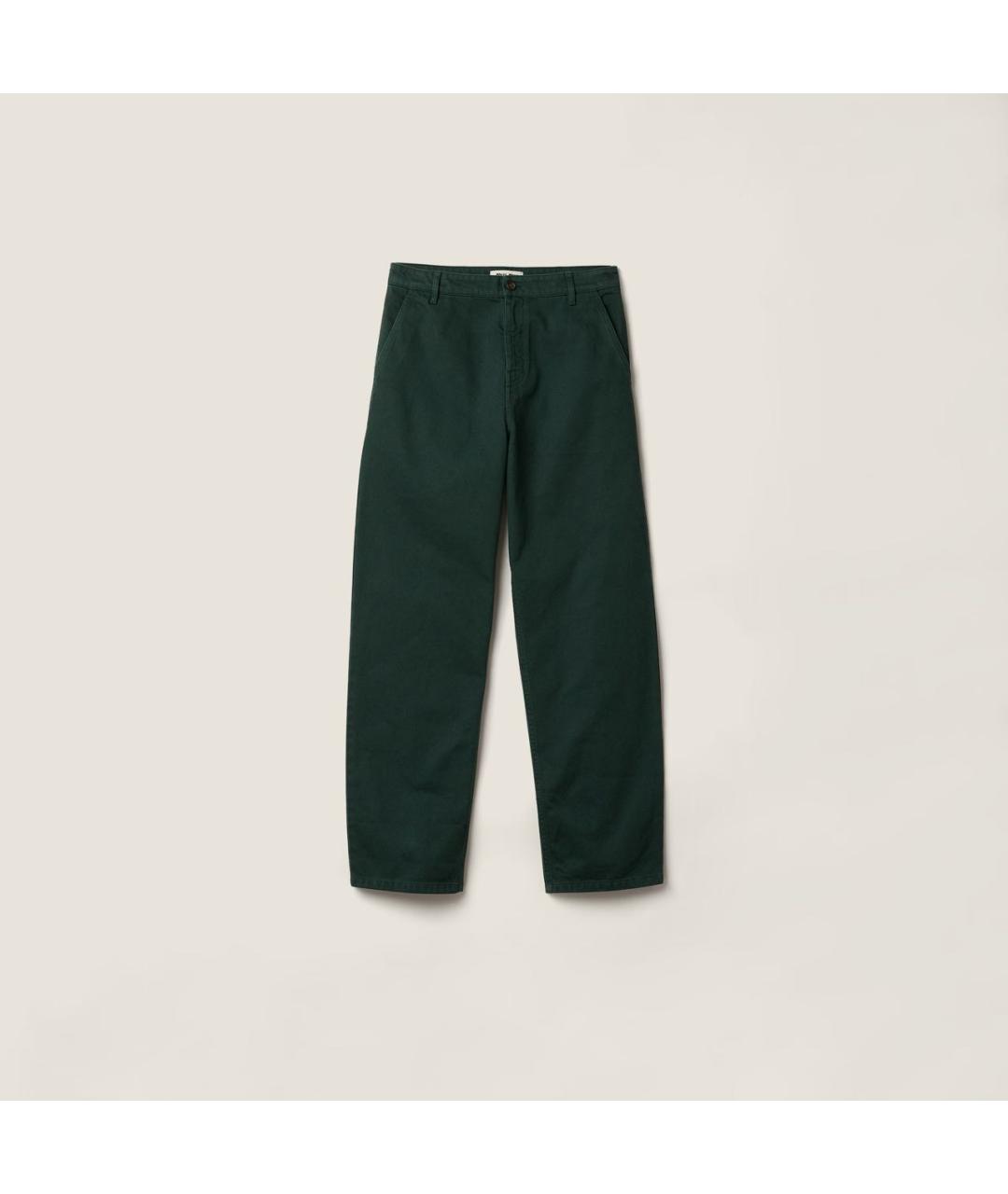 MIU MIU Зеленые хлопковые брюки широкие, фото 5