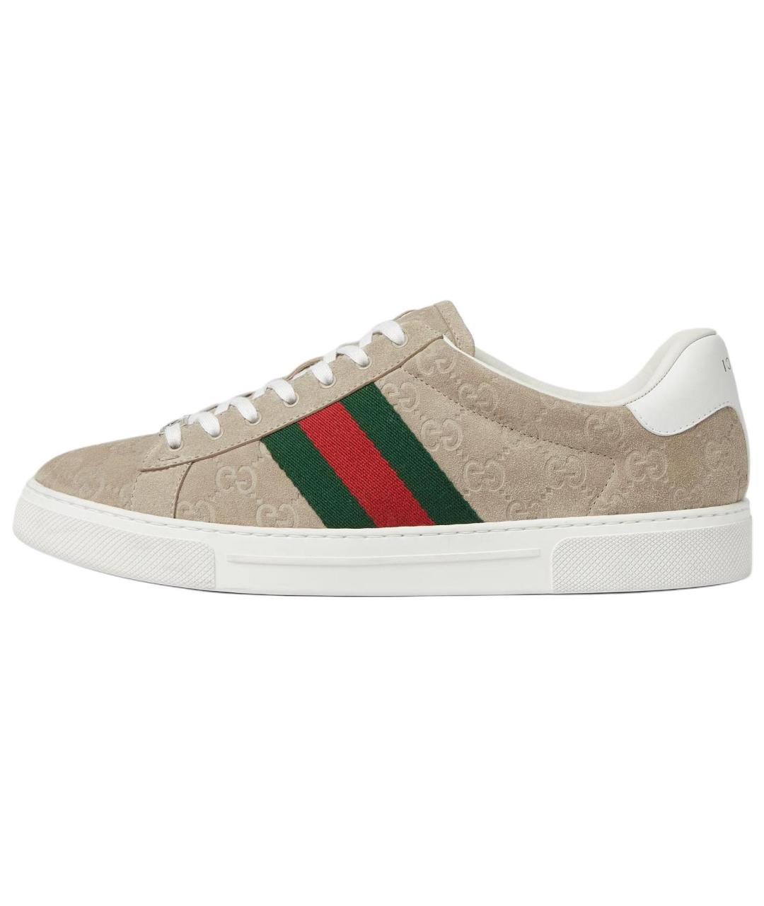 GUCCI Бежевые замшевые кеды, фото 2