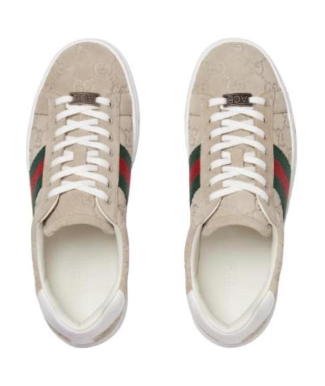 GUCCI Бежевые замшевые кеды, фото 4