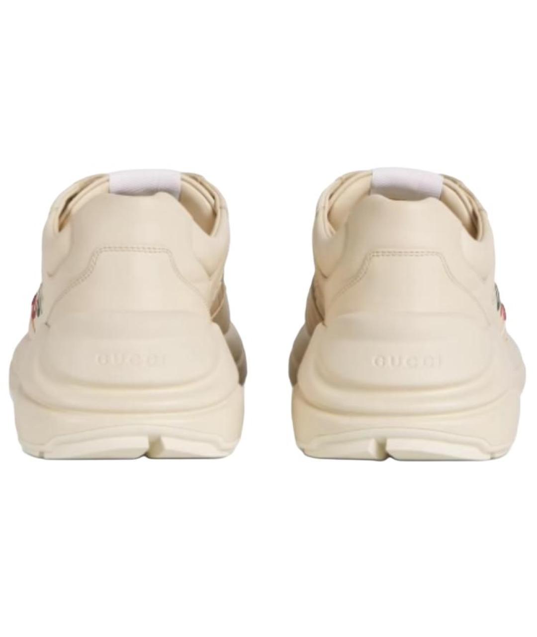 GUCCI Белые кожаные низкие кроссовки / кеды, фото 5