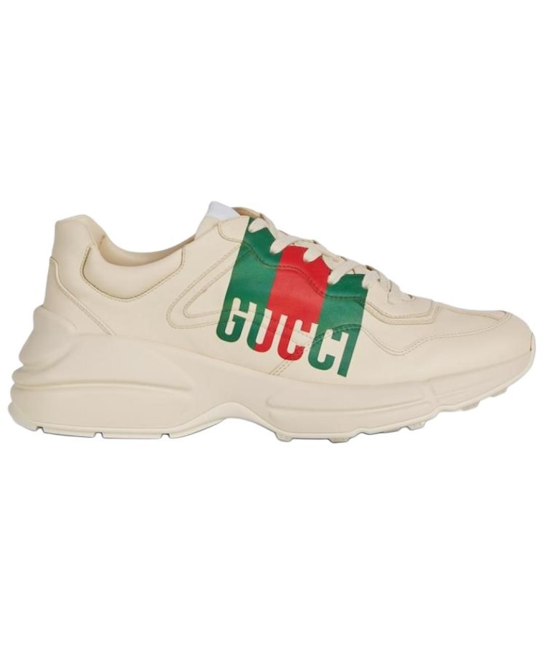 GUCCI Белые кожаные низкие кроссовки / кеды, фото 1