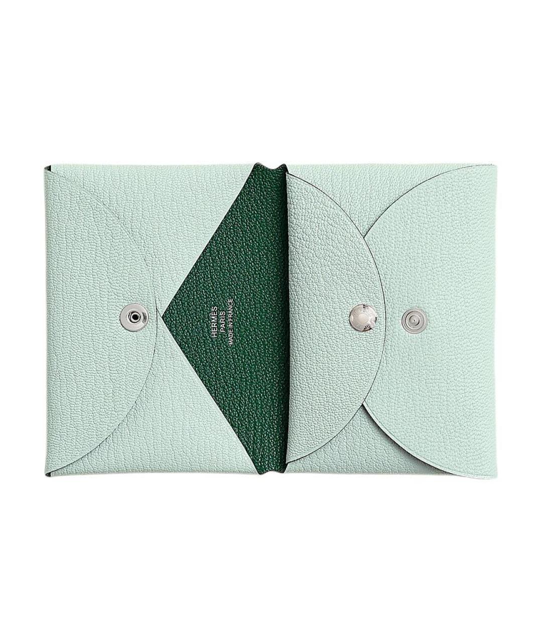 HERMES Салатовый кожаный кардхолдер, фото 2