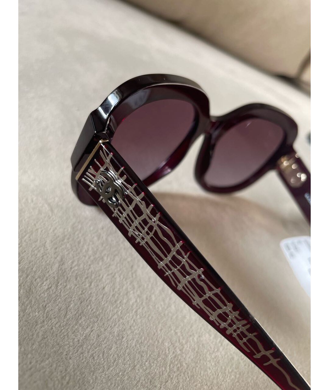 CHANEL PRE-OWNED Бордовые пластиковые солнцезащитные очки, фото 3