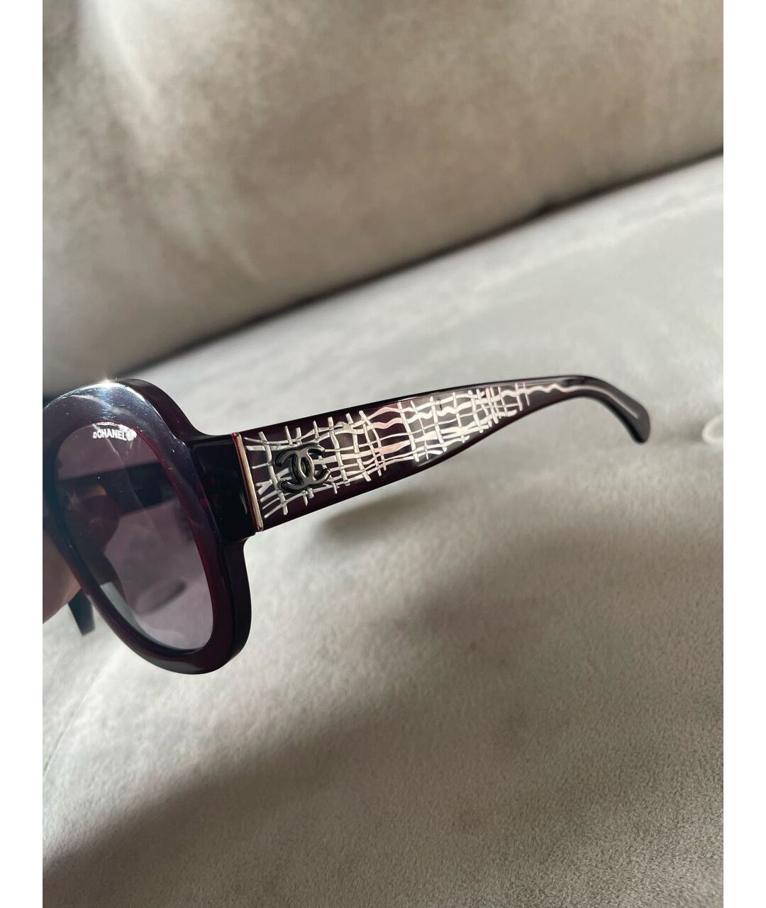 CHANEL PRE-OWNED Бордовые пластиковые солнцезащитные очки, фото 6