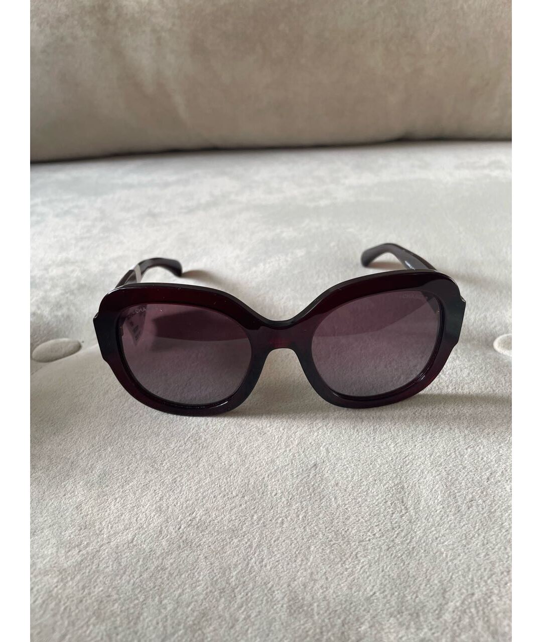 CHANEL PRE-OWNED Бордовые пластиковые солнцезащитные очки, фото 7