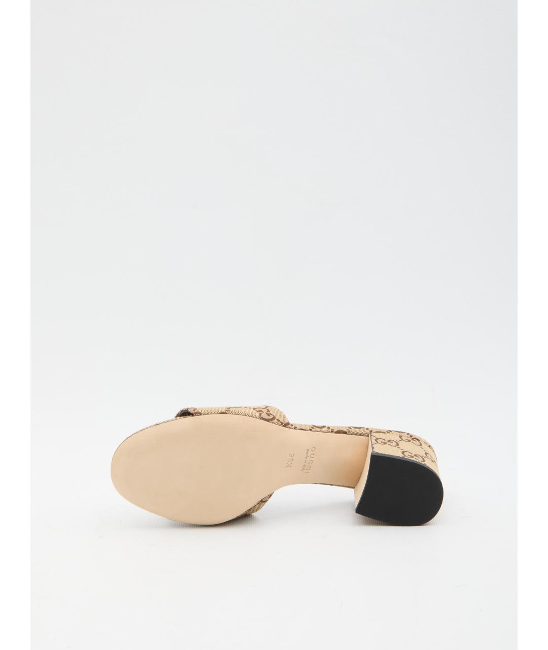 GUCCI Бежевые текстильные мюли, фото 4