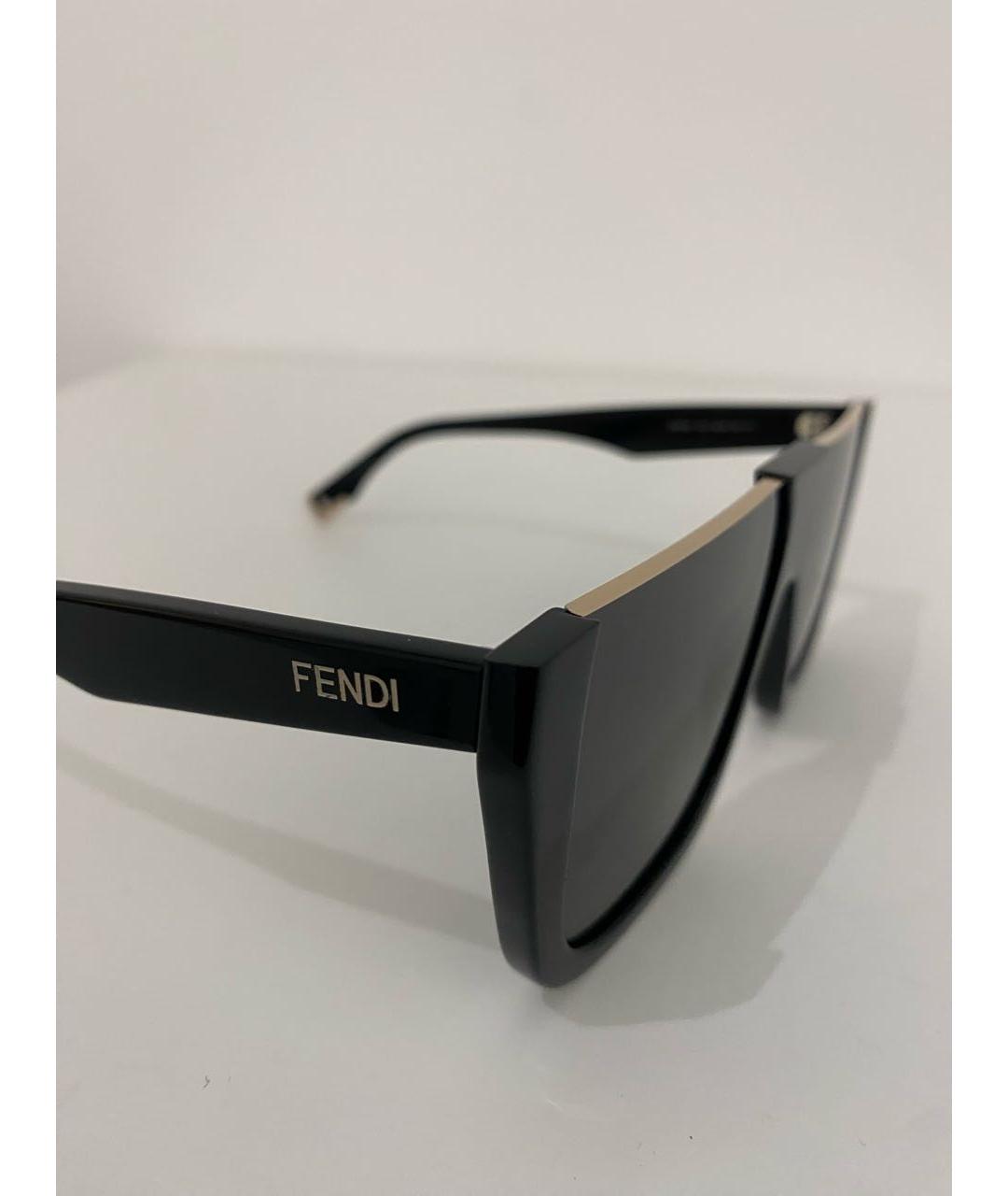 FENDI Черные пластиковые солнцезащитные очки, фото 3