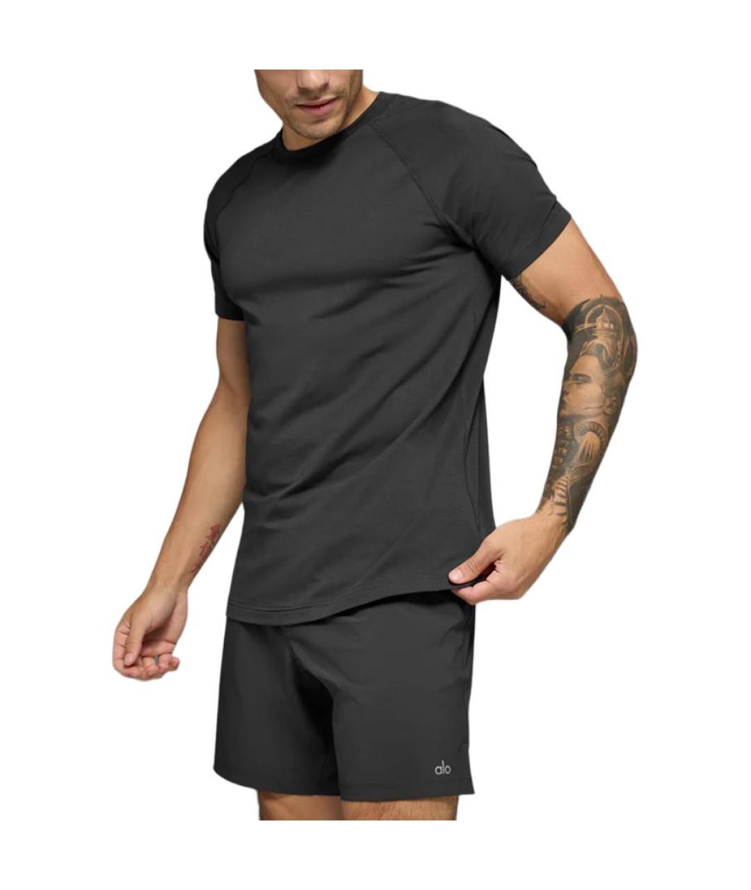 ALO YOGA Антрацитовая футболка, фото 4