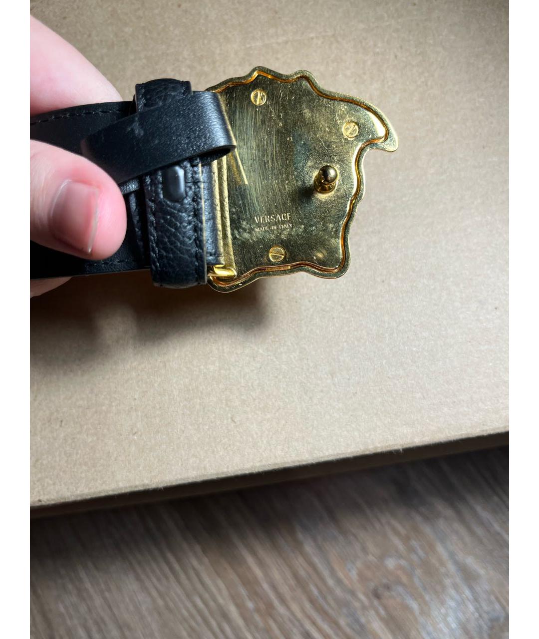 VERSACE Черный кожаный ремень, фото 2