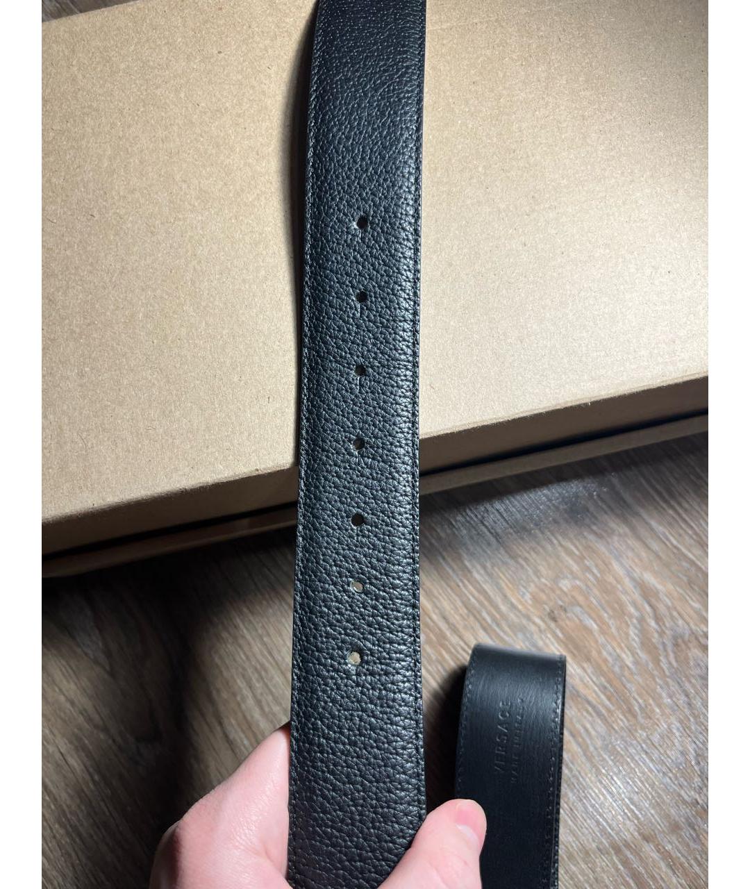 VERSACE Черный кожаный ремень, фото 3