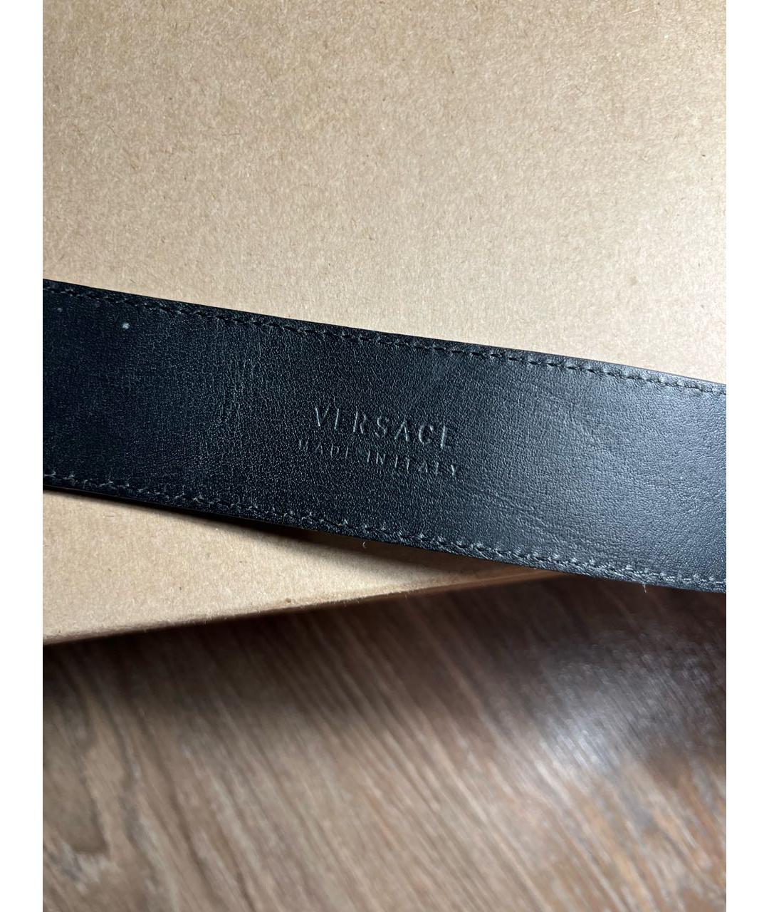 VERSACE Черный кожаный ремень, фото 4