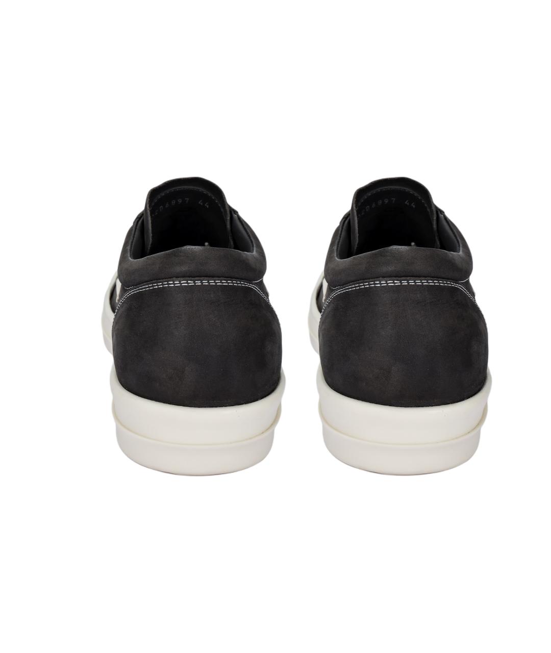 RICK OWENS Серые замшевые низкие кроссовки / кеды, фото 4