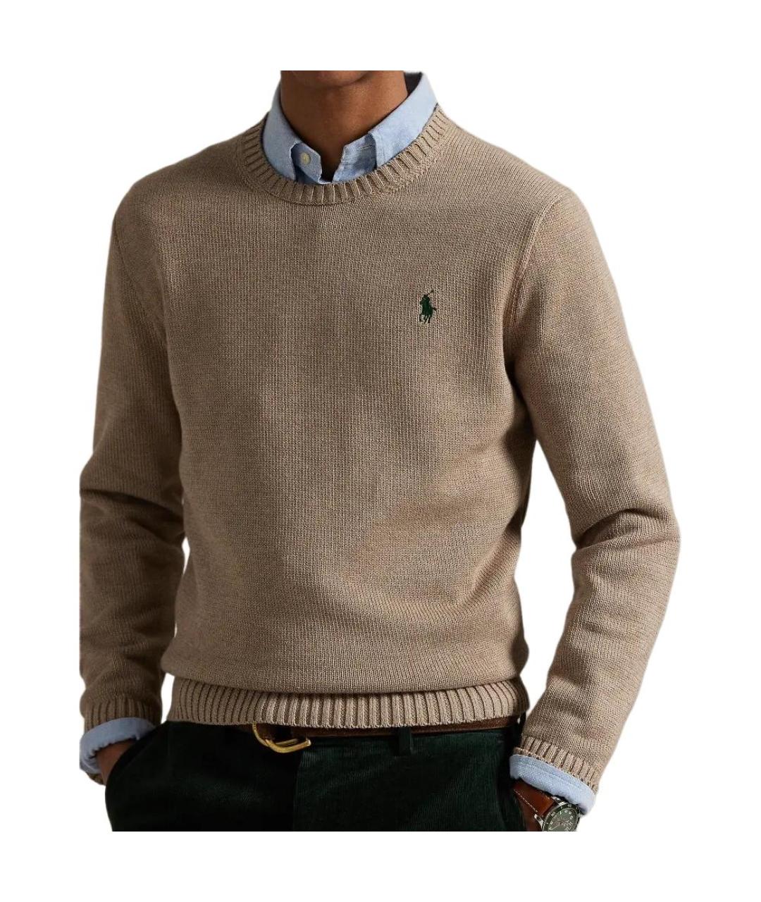 POLO RALPH LAUREN Коричневый хлопковый джемпер / свитер, фото 2