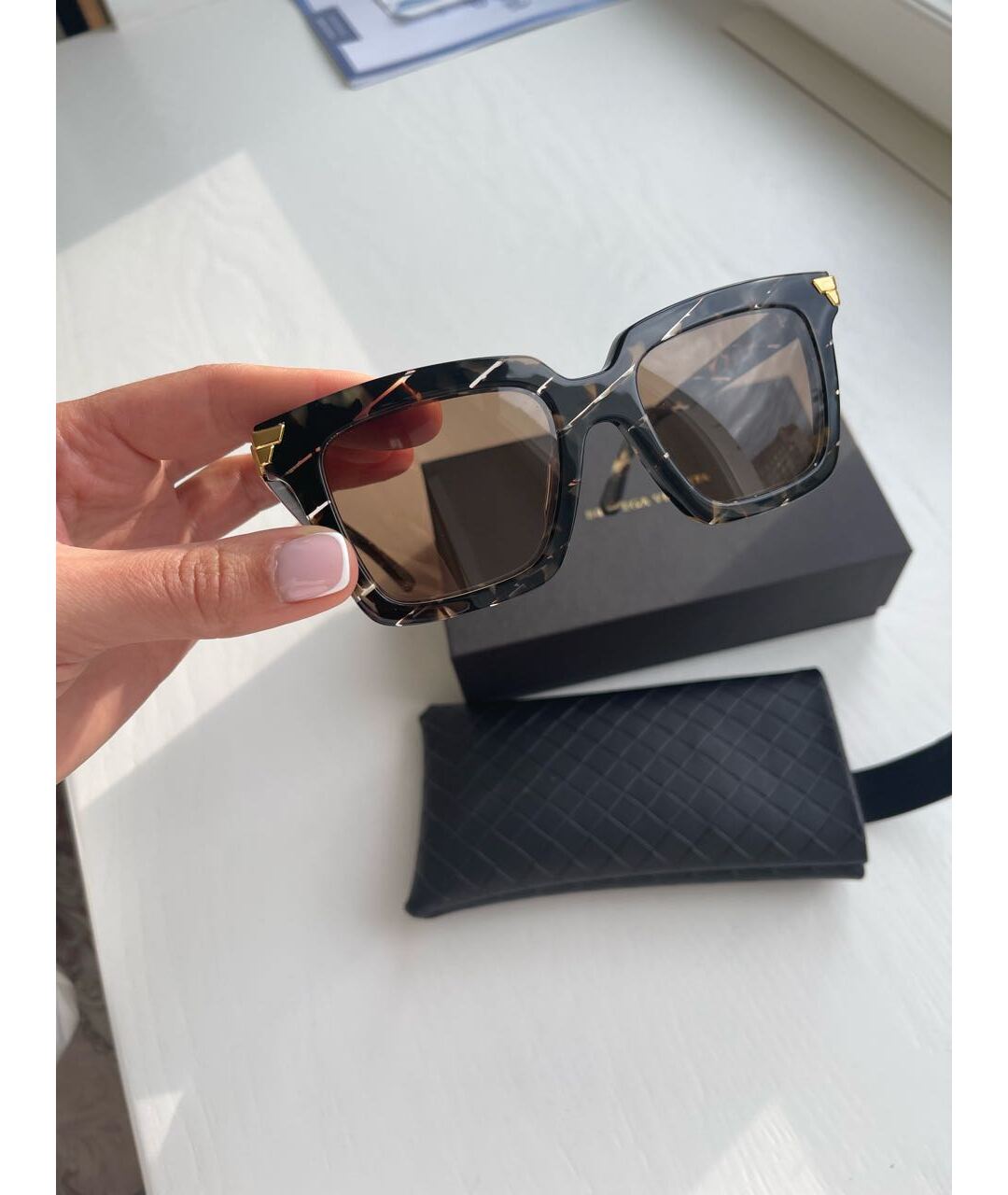 BOTTEGA VENETA Коричневые пластиковые солнцезащитные очки, фото 8
