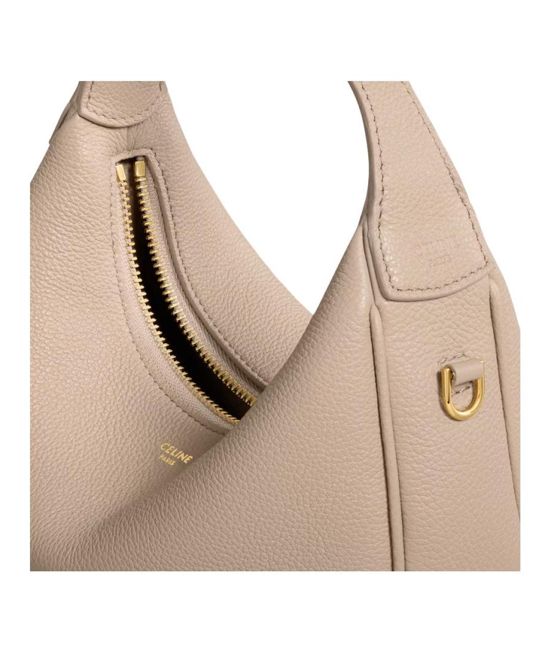 CELINE Бежевая кожаная сумка через плечо, фото 4