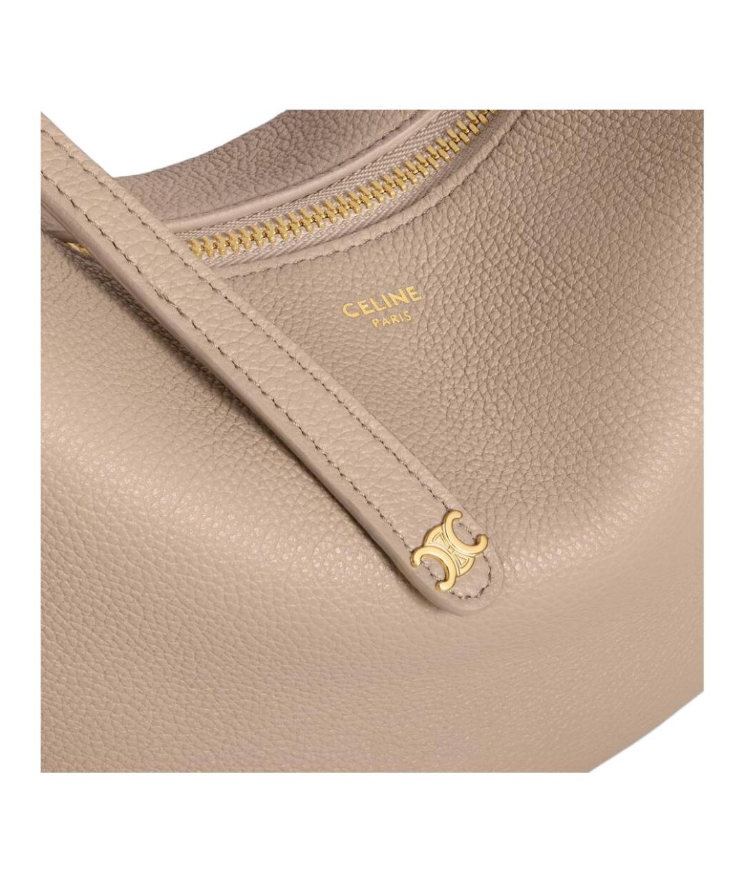 CELINE Бежевая кожаная сумка через плечо, фото 5