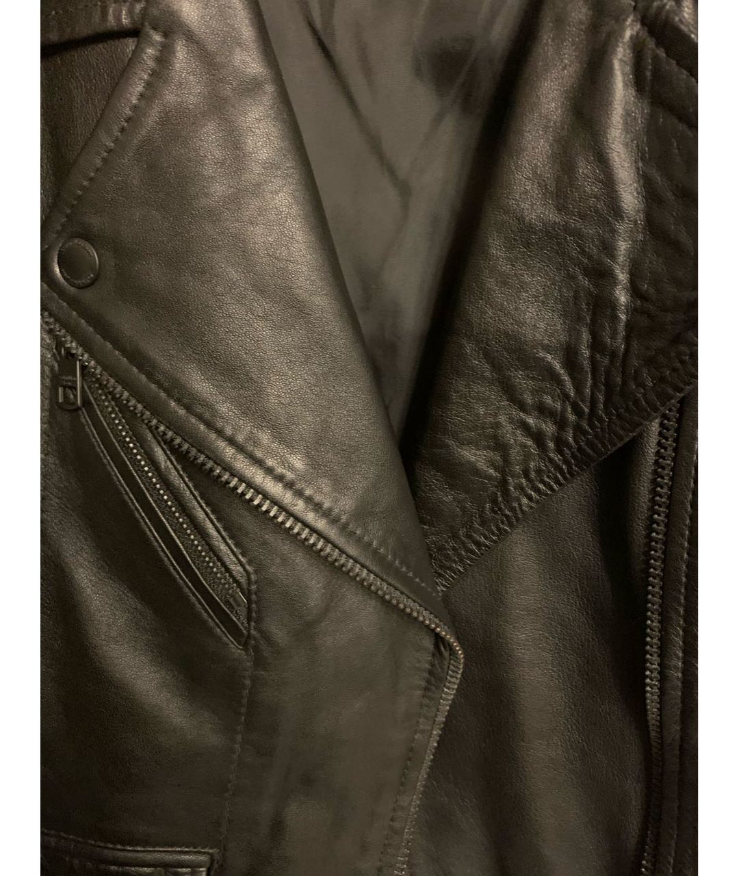 CALVIN KLEIN Черная кожаная куртка, фото 4