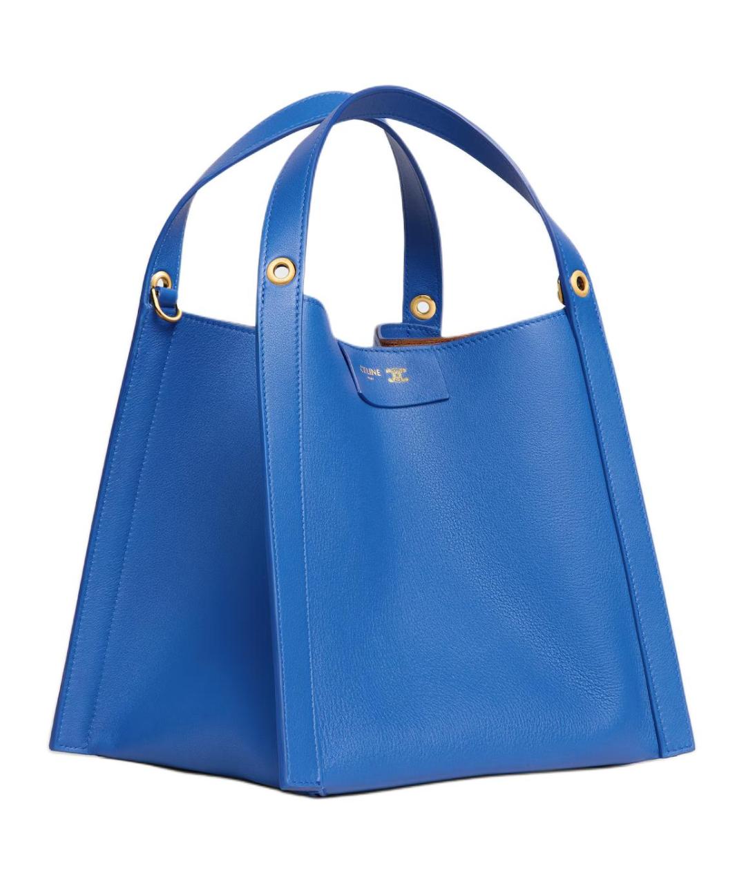 CELINE Синяя кожаная сумка с короткими ручками, фото 2
