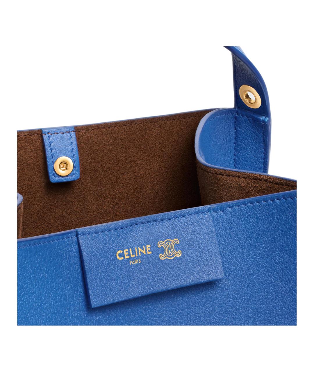CELINE Синяя кожаная сумка с короткими ручками, фото 5